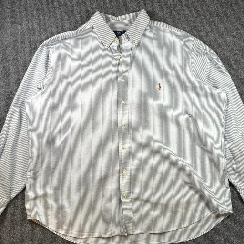Polo Ralph Lauren Button Down Mens 2XB Blue White Striped Oxford Pony Logo
